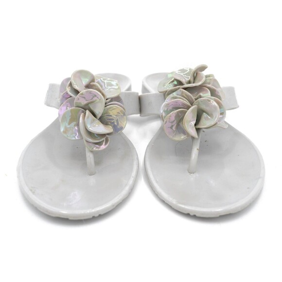 Grey Nine West Flower Flip Flops Size 7 - Picture 2 of 8